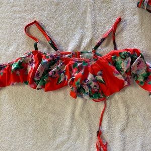 Montce Red Floral off the shoulders bikini top